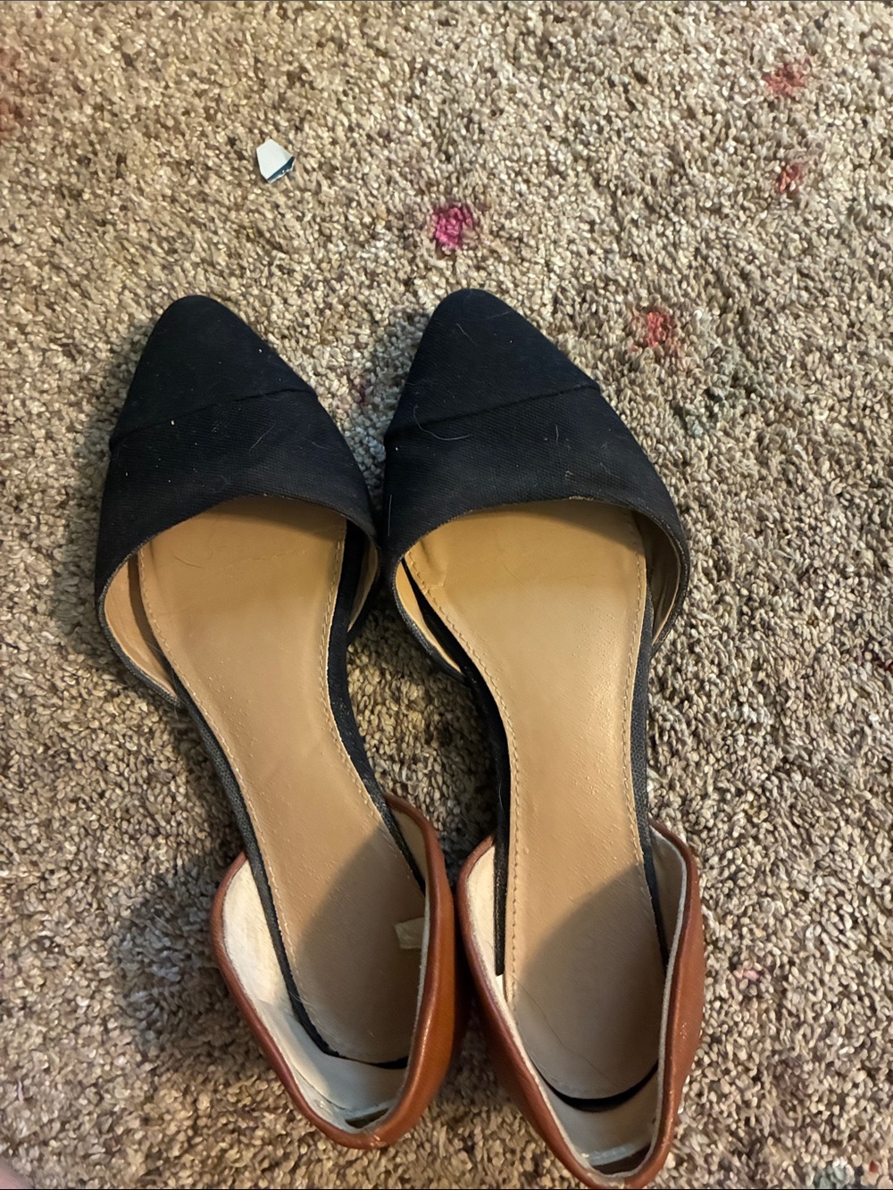 Target Two-Tone Pointed D'Orsay Flats - Black and Brown